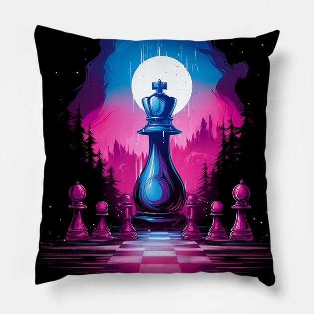 Neon Chess King Pillow by TNM Design