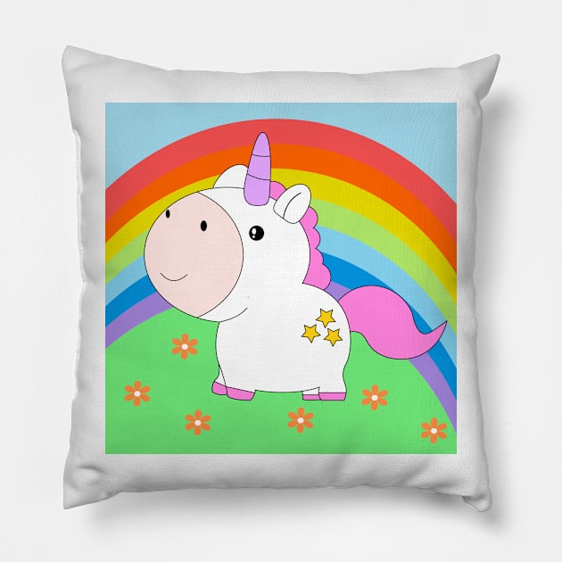 Unicorn, unicorn, rainbow, picture for kids room Pillow by IDesign23