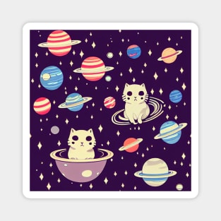 Cats in space pattern Magnet