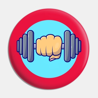 Hand Lifting Dumbbell Cartoon Vector Icon Illustration Pin