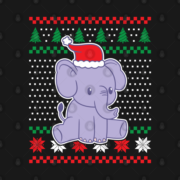 Ugly Christmas Sweaters Cute Elephant by JS Arts