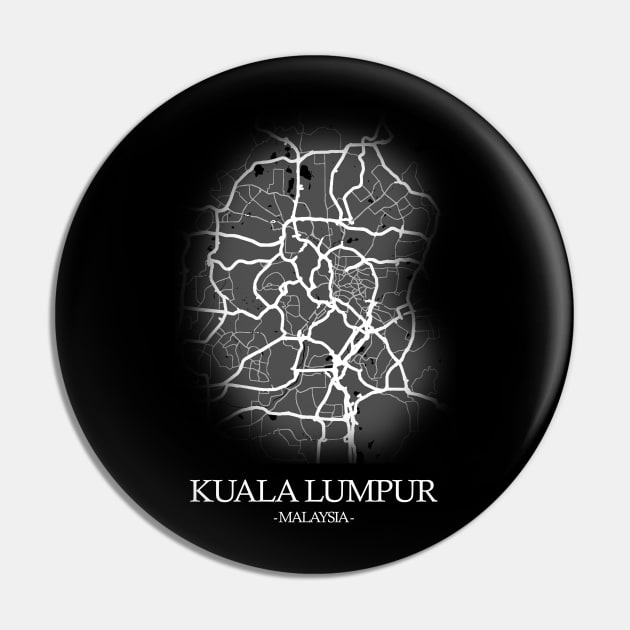 Kuala Lumpur City Map - Malaysia Cartography White Pin by SPAZE