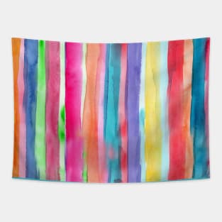 Rainbow watercolor stripes Tapestry