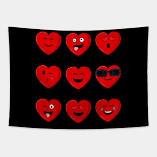 Valentines Day Silly Faces Hearts Funny Boys Girls Tapestry