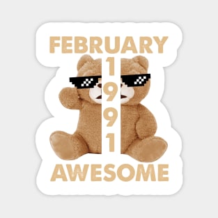 February 1991 Awesome Bear Cute Birthday Magnet