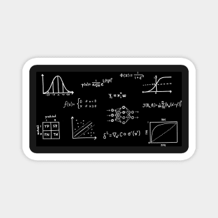 Machine Learning Equations and Graph - Black and White Magnet