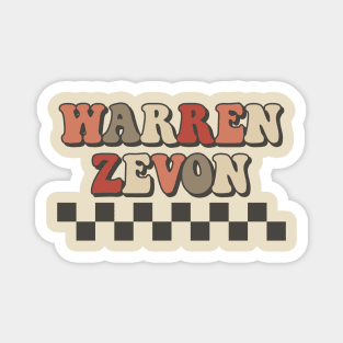 Warren Zevon Checkered Retro Groovy Style Magnet