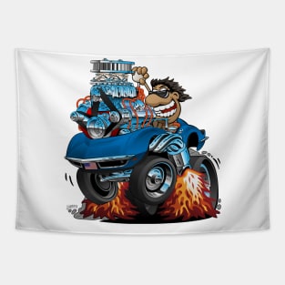 Classic '69 American Sports Car Cartoon Tapestry