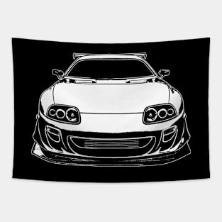 White GR Supra MK4 Sketch Art Tapestry