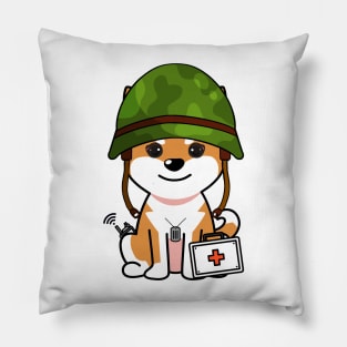 Cute orange dog is an army medic Pillow