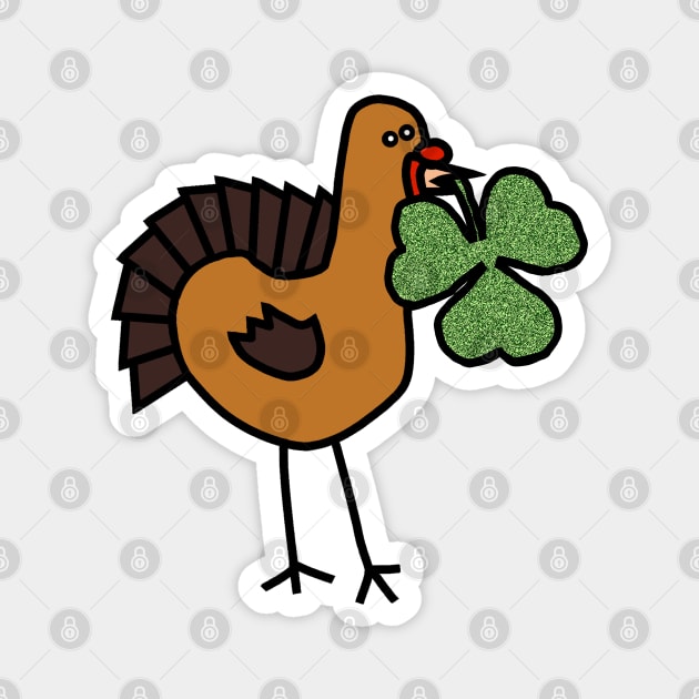Thanksgiving Turkey with Shamrock for St Patricks Day Magnet by ellenhenryart