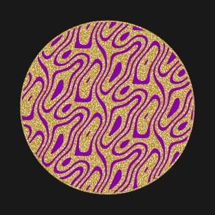 Silhouette Circle Abstract Ripple Gold Speckle and Purple T-Shirt