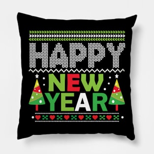 Happy New Year  Ugly Christmas Sweater Pillow