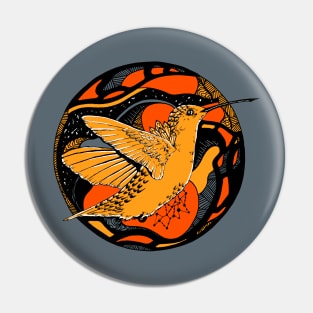 Orangrey Circle of The Hummingbird Pin