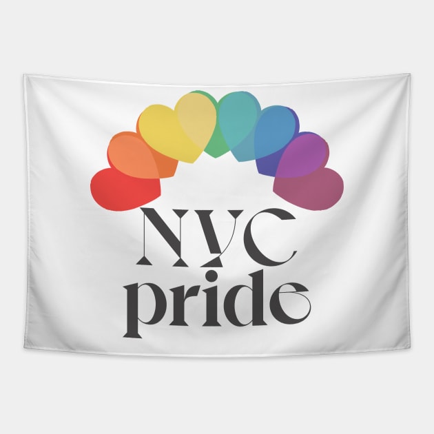 NYC Pride / / Typographic Rainbow Heart Design Tapestry by DankFutura