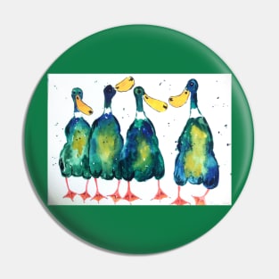 Quirky Green Ducks Pin