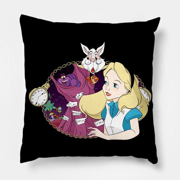 Alice in Wonderland Longing Pillow by Drea D. Illustrations