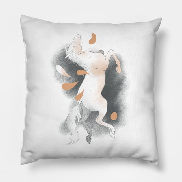 Abstract Sketch Horse Pillow by Taisiia