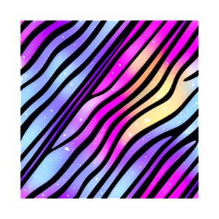 Wavy lines on a Snowy Bright Liquid Multicolor gradient - Abstract Geometric Pattern T-Shirt