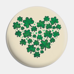 Green Shamrock Heart Pin