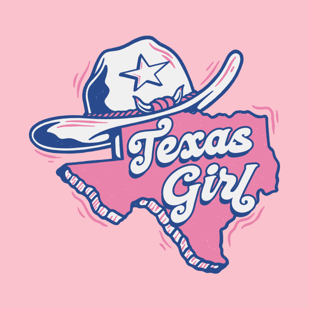 Retro Texas Girl Proud Texan // Texas Outline with Cowboy Hat by Now Boarding