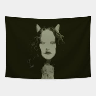 Cat Witch Praying Tapestry