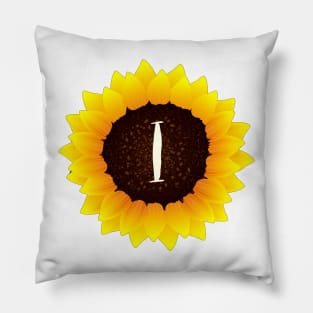 Floral Monogram I Bright Yellow Sunflower Pillow