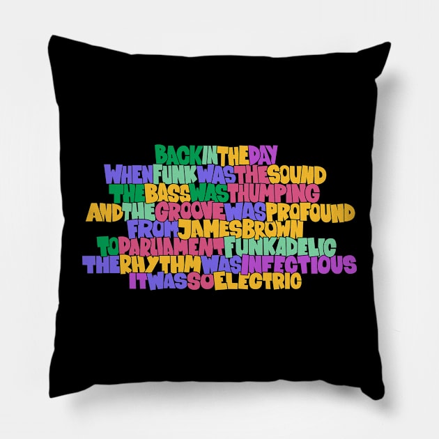 Funky Music Rhymes - Oldschool Graffiti Style Pillow by Boogosh