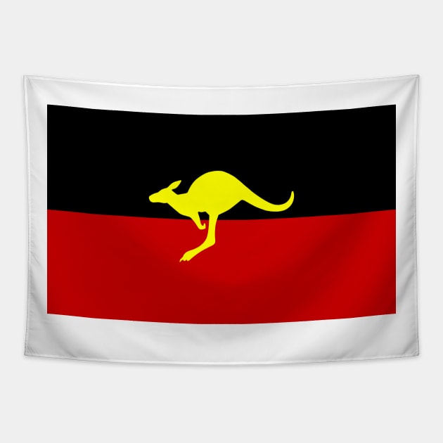 Aboriginal Australian Flag - Kangaroo Silhouette Tapestry by Historia