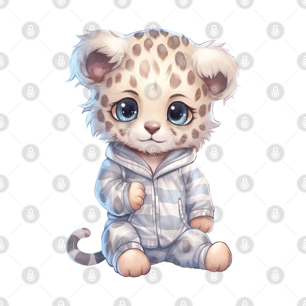 Snow Leopard Wearing Pajamas by Chromatic Fusion Studio