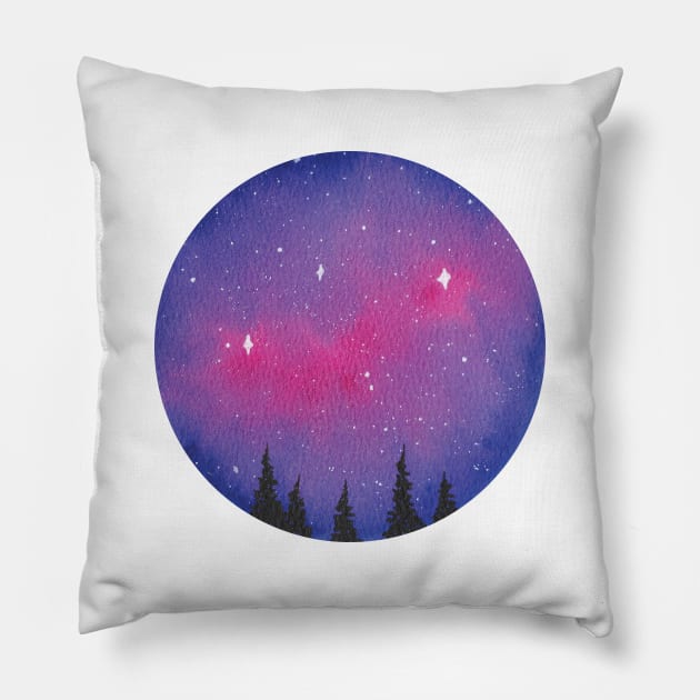 Purple galaxy Pillow by RosanneCreates