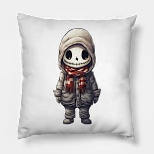 Spooky skull figure in mask perfect for halloween ! Pillow