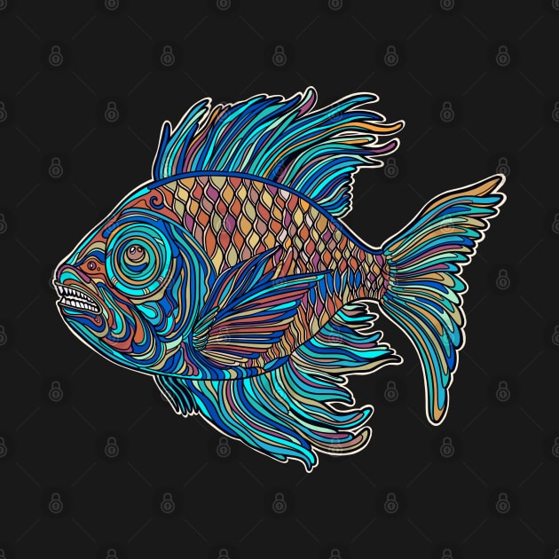 Light blue colorful fish drawing by DaveDanchuk