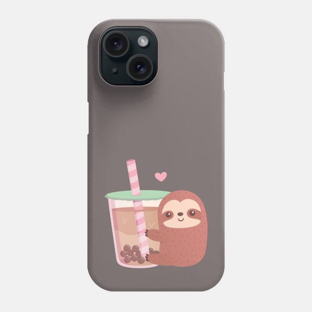 Cute Sloth Loves Bubble Tea Phone Case by rustydoodle