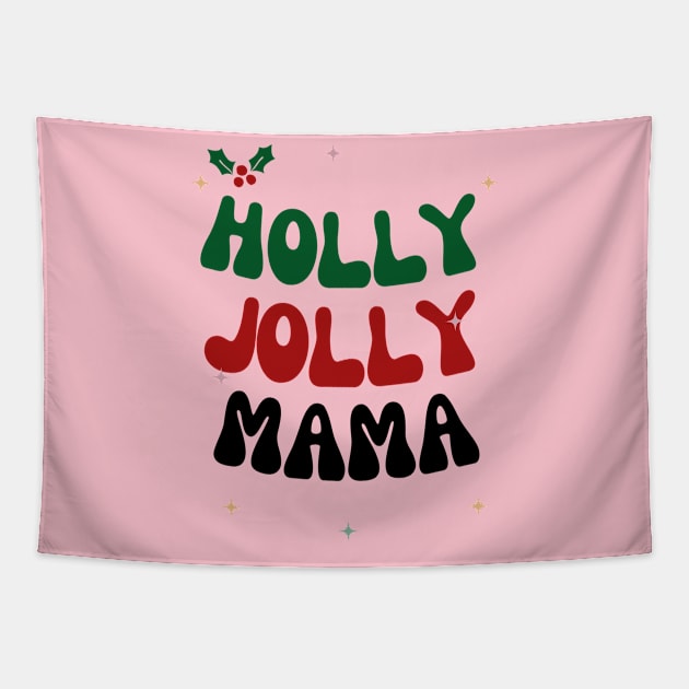 Christmas design for Mom, Mom Christmas Gift,Retro Christmas Graphic for Moms and women,Vintage Xmas,Holly Jolly Mama Tapestry by YuriArt