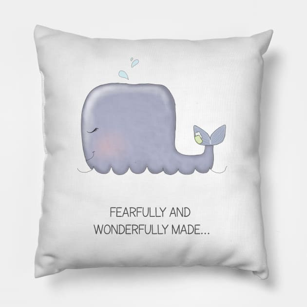 Baby Whale with Christian quote Pillow by PeachAndPatches