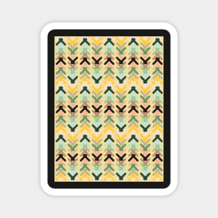 Stylized geo shapes in warm yellows, greens and blues Magnet