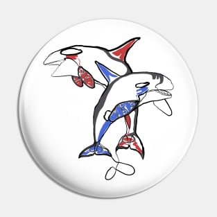 Single Line - Haida Whales Pin