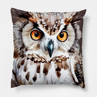 Watercolor Mysterious Owl Pillow