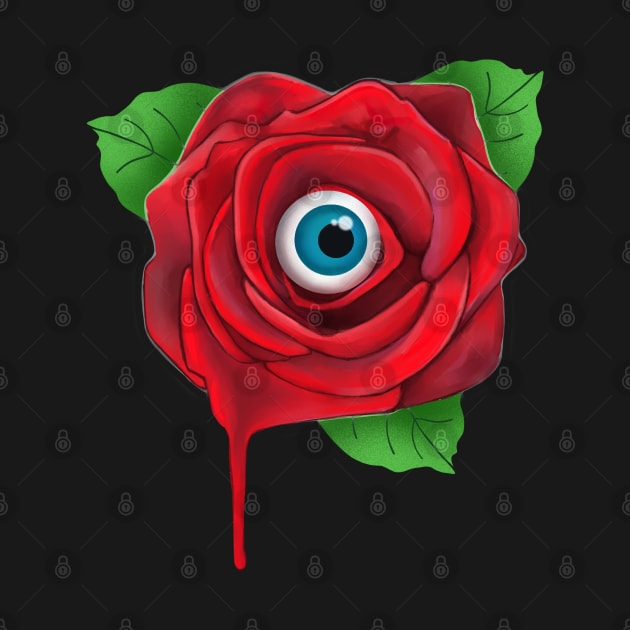 Spooky red rose with eyeball by Meakm
