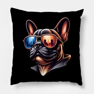 Bulldog French with Sunglasses Pillow