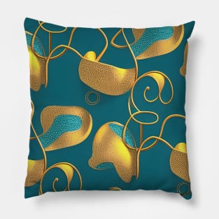 Teal and Gold Abstract Design Pillow