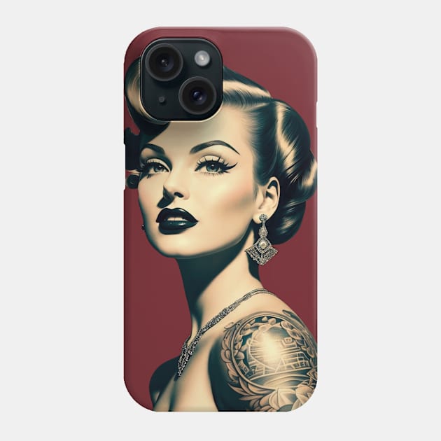 Vintage 1950s Pin Up Girl with Tattoos Phone Case by RetroSalt