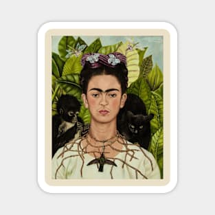 Self Portrait with Necklace of Thorns and Hummingbird by Frida Kahlo Magnet
