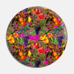 Exotic Vintage fruit pattern, vines, vintage florals, botanical pattern, pink fuchsia floral illustration Pin