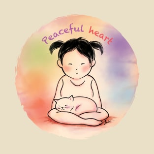 Peaceful heart with cat T-Shirt