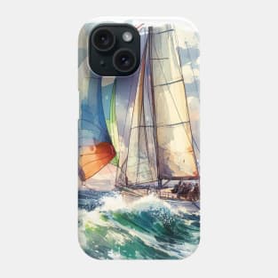 Abstract looking illustration of a sailboat race Phone Case