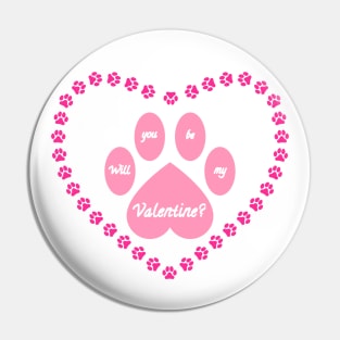 Pink Valentine Heart Shaped Animal Paw Pin