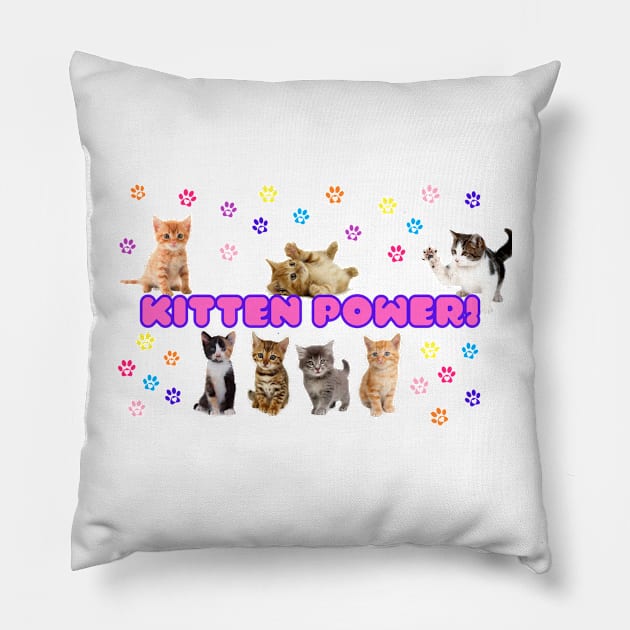 KITTEN POWER! Pillow by SPOOKY MOM COLLECTIVE