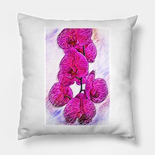 Sketched Orchid Blooms Pillow